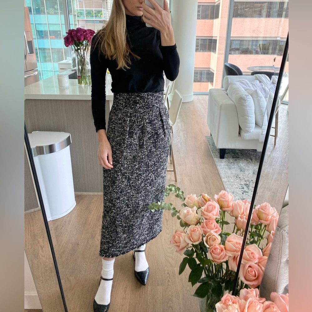 Zara textured tweed pencil skirt ankle length